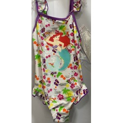 Little Mermaid Girls' Bathing Suit One Piece Disney Swimsuit- White