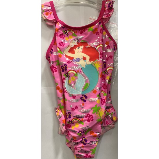 Little Mermaid Girls' Bathing Suit One Piece Disney Swimsuit- Pink