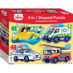 Emergency Vehicles 4 in 1 Shaped Puzzle (Jr. Jigsaw, Ages 2-4)