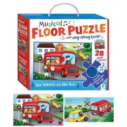 The Wheels On The Bus: 28 Piece Musical Floor Puzzle with Sing-Along Book