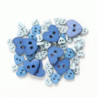 Assorted Heart Craft Buttons- White and Blue